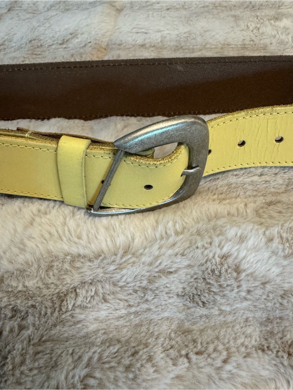 Free People Charlie Leather Belt Light Yellow S/M - Picture 7 of 7